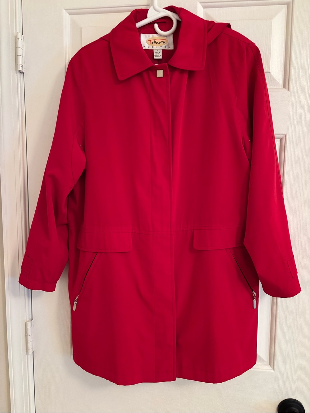 Talbots Red Lightweight Trench Coat with Zipper Pockets